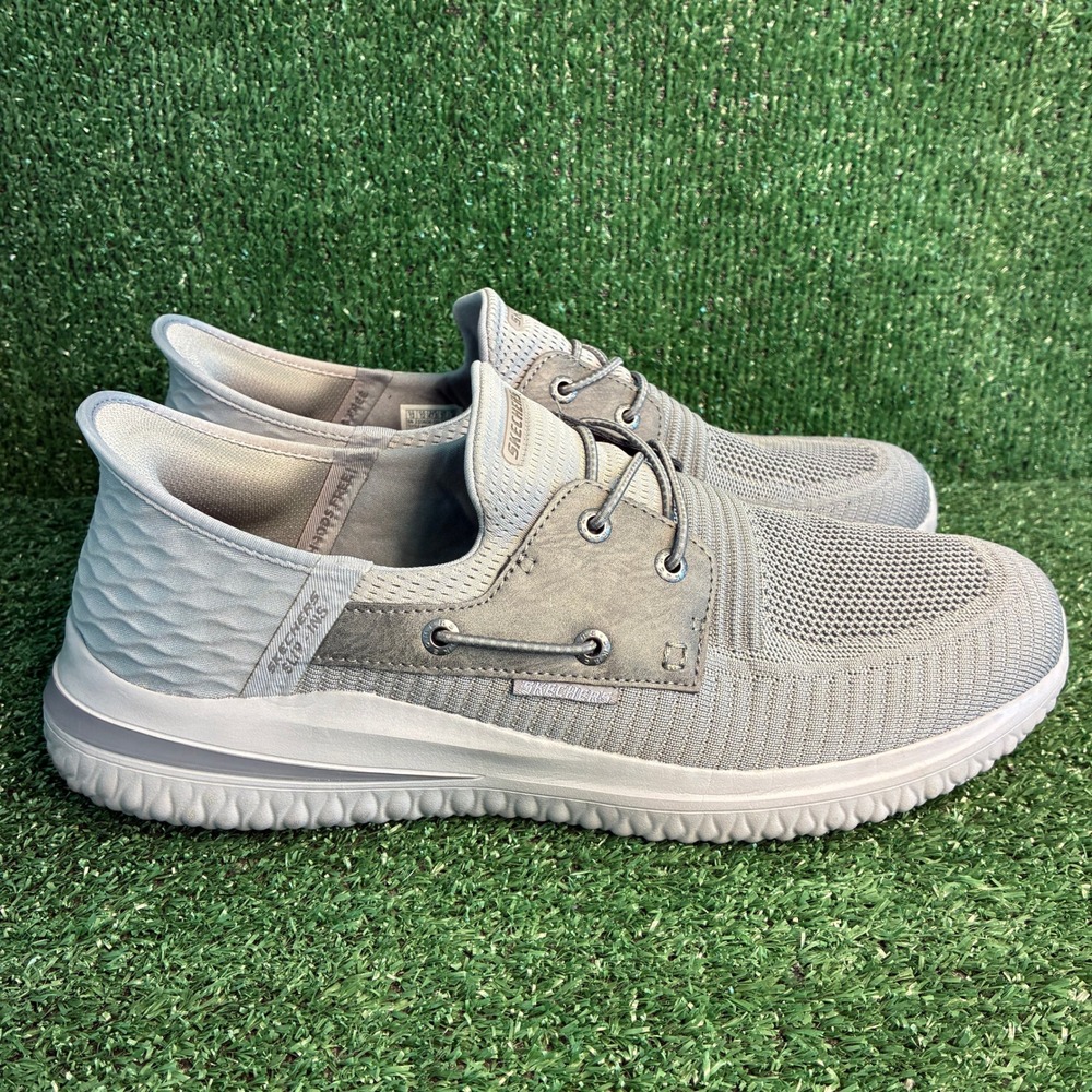 Skechers Hands Free Slip-ins Delson 3.0 Roth Mesh Comfort Loafer Grey Mens Sz 13